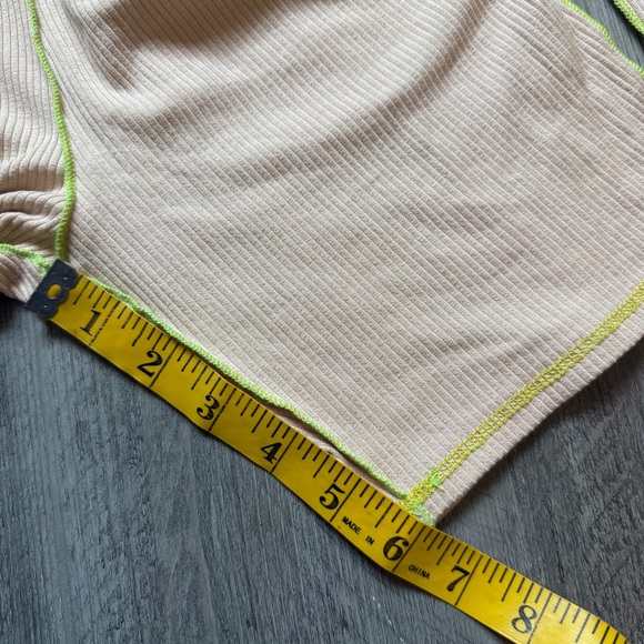 Fashion Nova Ribbed Romper Taupe Neon Green NEW Medium Edgy - Picture 9 of 11